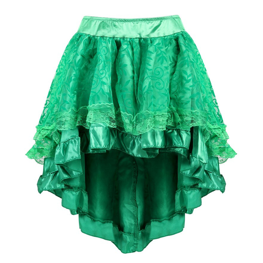 maoxiangshop group halloween costumes Corset Skirt Elastic Waist Zipper Solid Color Flocking Irregular Skirt