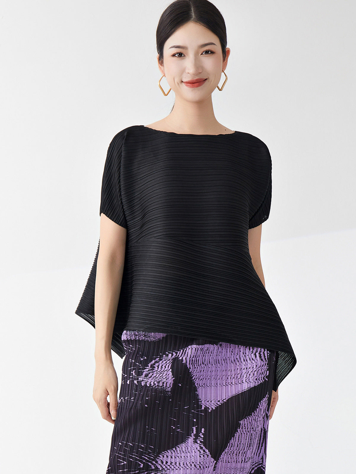 high-quality pleated skirt, high-end medium and long split summer women's one-step hip skirt, slit skirt