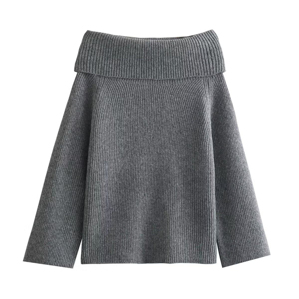 college fall outfits Women's Clothing Autumn and Winter New Fashion 4-Color Right-Angle off-Neck Sweater Top