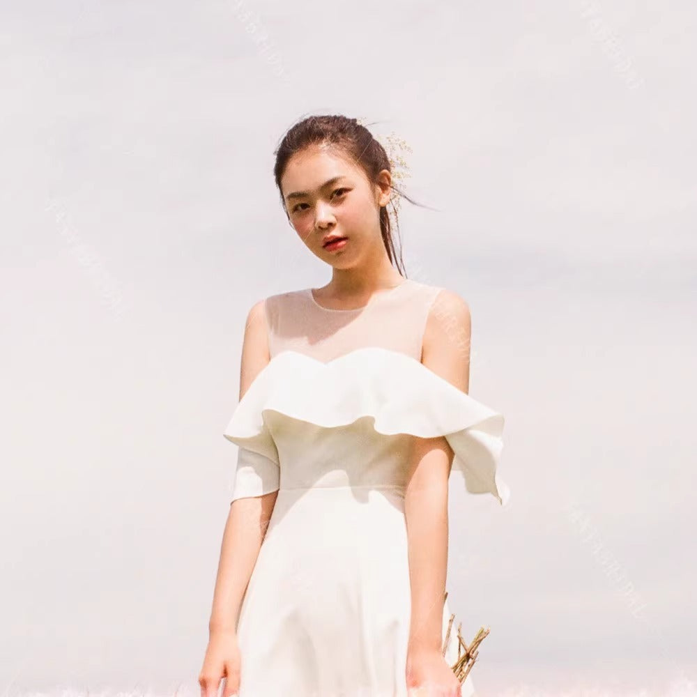 2025 bride sexy suspender light wedding dress satin welcome wedding dress Mori tie license registration small dress skirt women wholesale