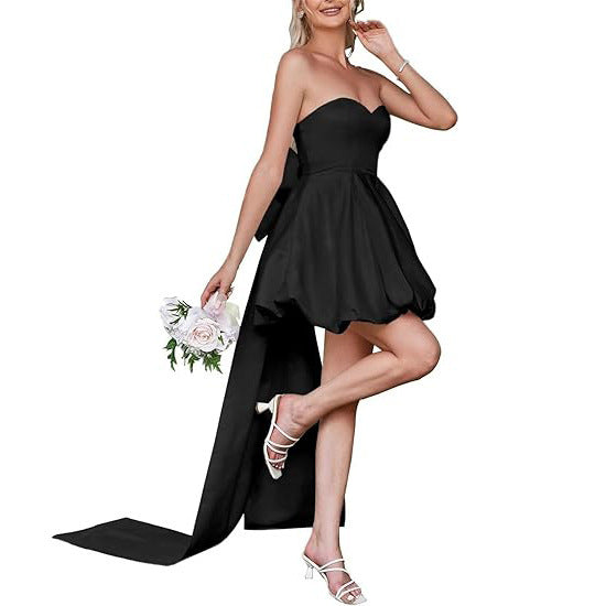 maoxiangshop pop culture dress to impress Tube Top Light Wedding Dress 2024 Autumn New Bridal White Simple Temperament Outdoor Yarn Banquet Short Evening Dress