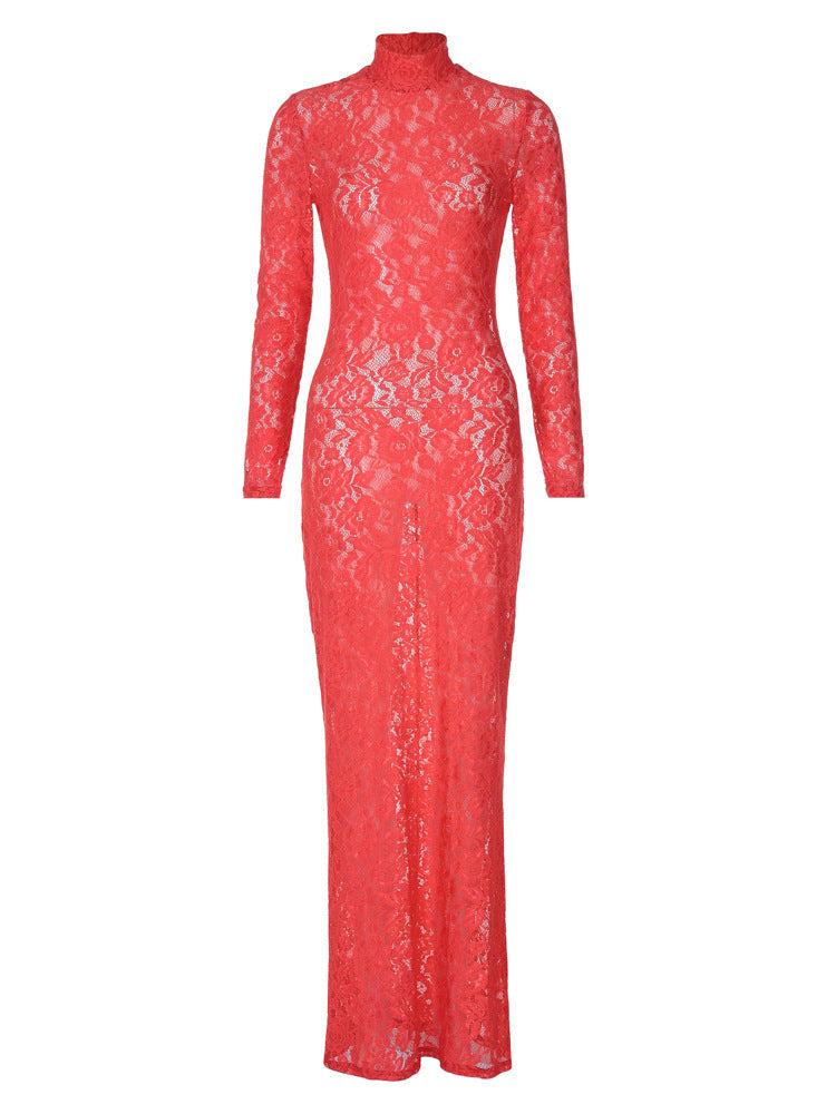 women's clothing summer new hot selling sexy hollow lace pattern perspective slim long dress female