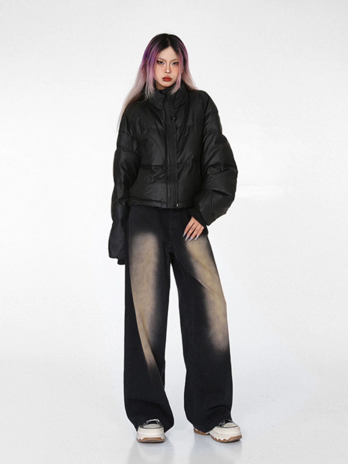 loose thickened white duck down jacket women's winter wear stand-up collar small man warm windproof cotton-padded jacket tide