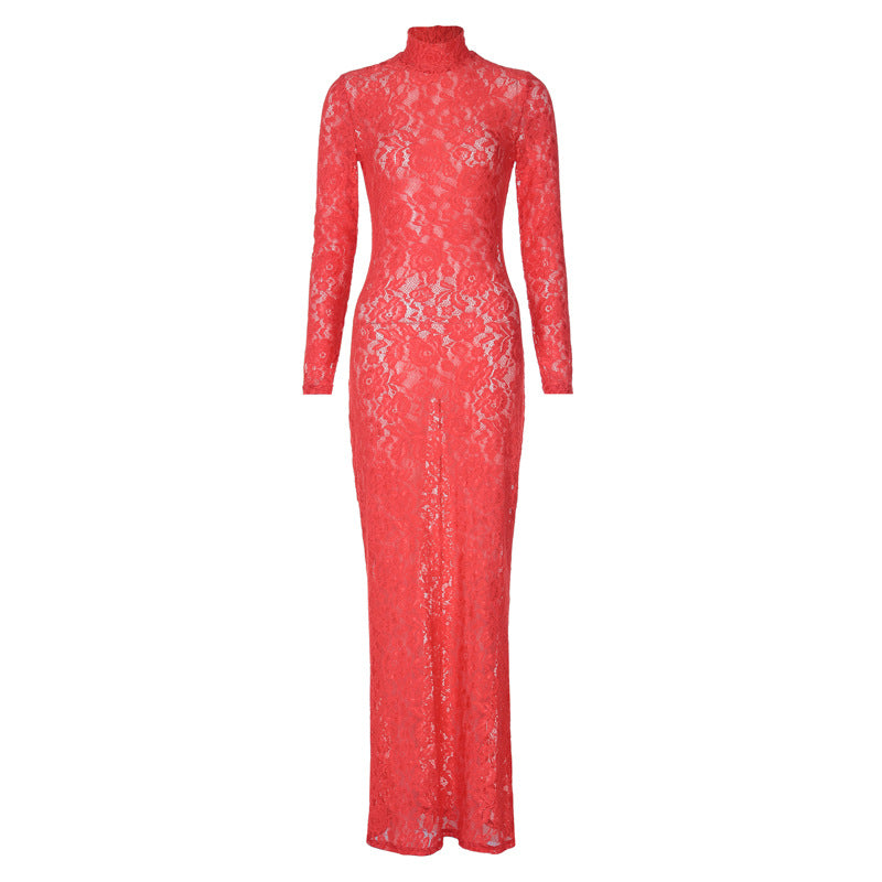 women's clothing summer new hot selling sexy hollow lace pattern perspective slim long dress female