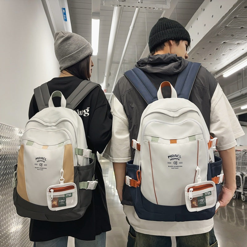 2025 Contrasting colors, simple and large-capacity backpacks, versatile new trendy backpacks, fashionable and casual commuting, double shoulders, student schoolbag, women