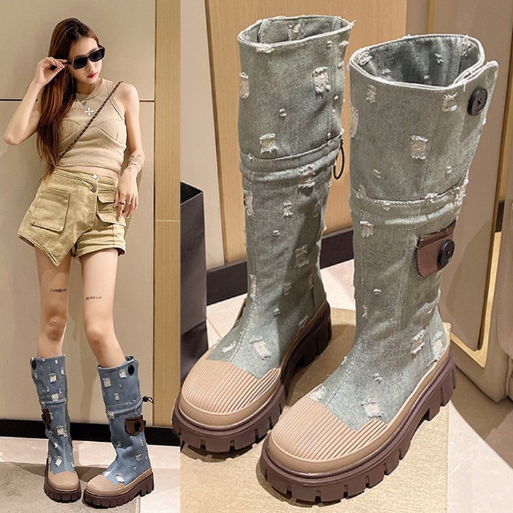 2025 Thick-soled boots cowboy women's autumn and winter popular new models but knee fashion women's boots