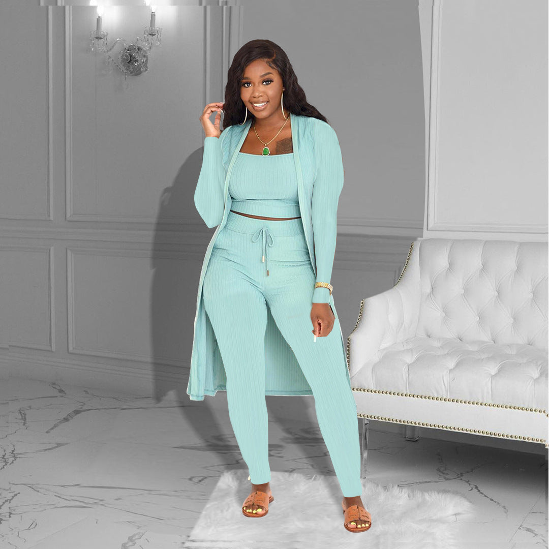 maoxiangshop Women's Solid Color Three-piece Suit