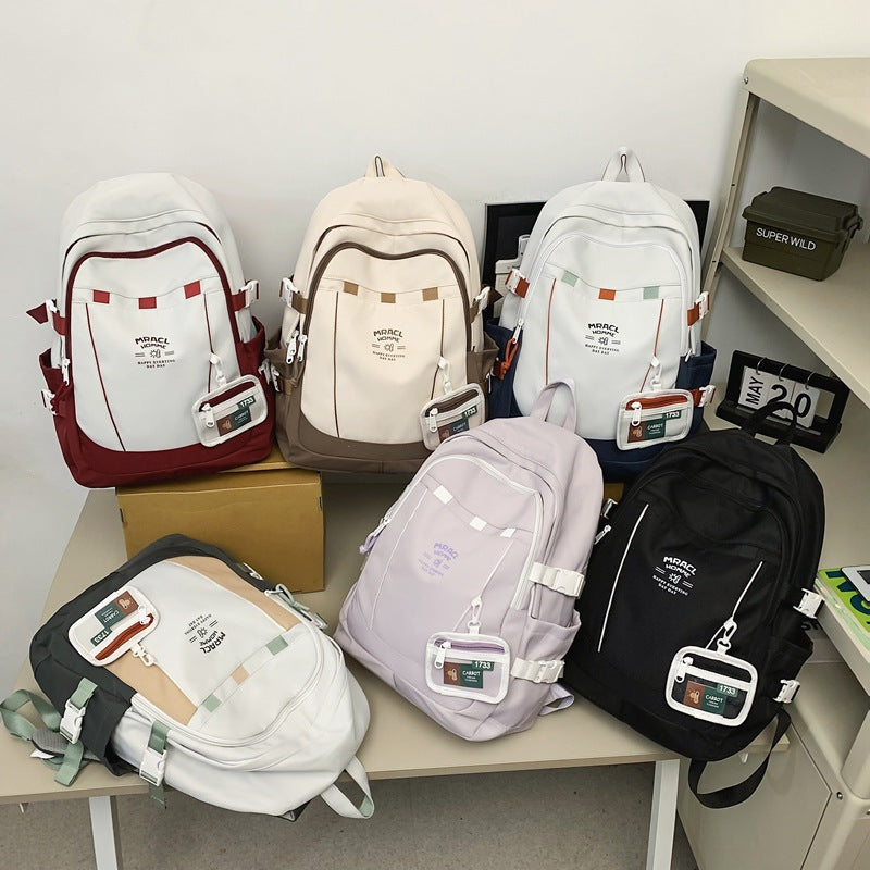 2025 Contrasting colors, simple and large-capacity backpacks, versatile new trendy backpacks, fashionable and casual commuting, double shoulders, student schoolbag, women
