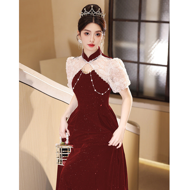 New Chinese toasting clothes 2025 new bridal wedding advanced sense engagement banquet dress dress women's red wedding dress spring and summer