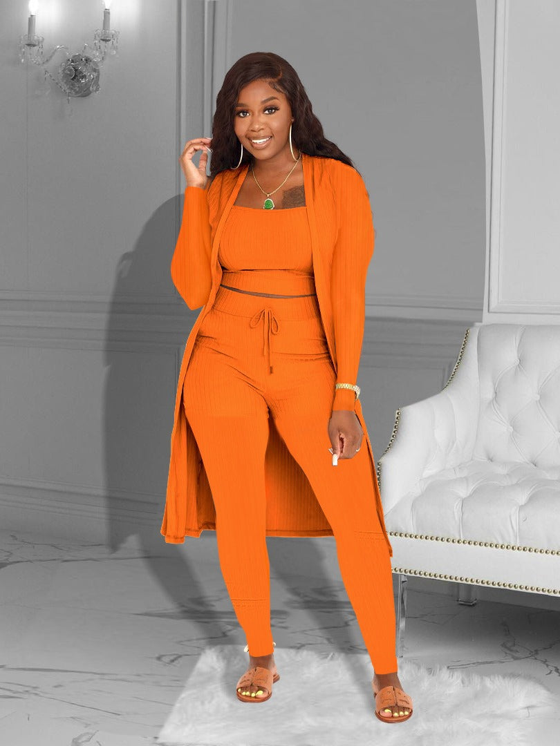 maoxiangshop Women's Solid Color Three-piece Suit
