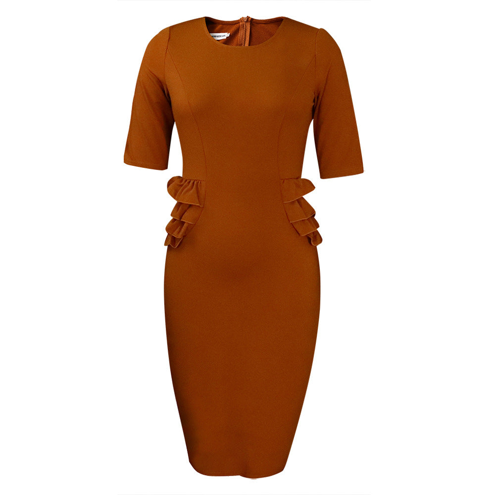 2025 2022 Popular trade women's clothing summer New supply Popular trade solid color pleated office professional 2025 dresses