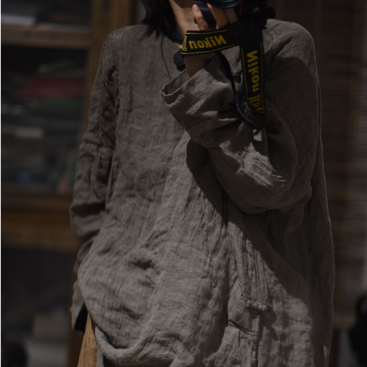 2025 25/2 SN122 retro texture linen handmade buckle three-dimensional robe