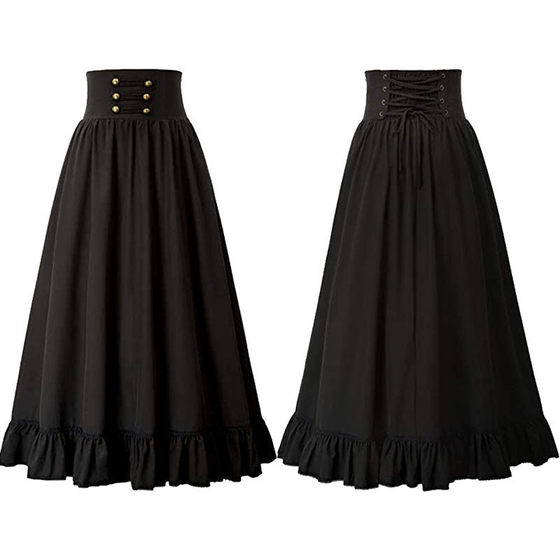 maoxiangshop pop culture dress to impress Plus Size Retro Renaissance Women's A- line Ruffle Skirt Halloween Ball Retro Cosplay