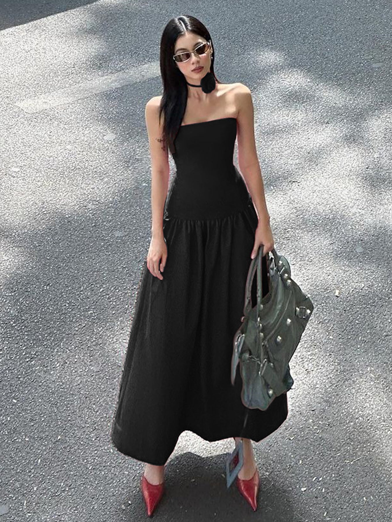 women's clothing summer new temperament elegant pleated design flower waist suspender dress