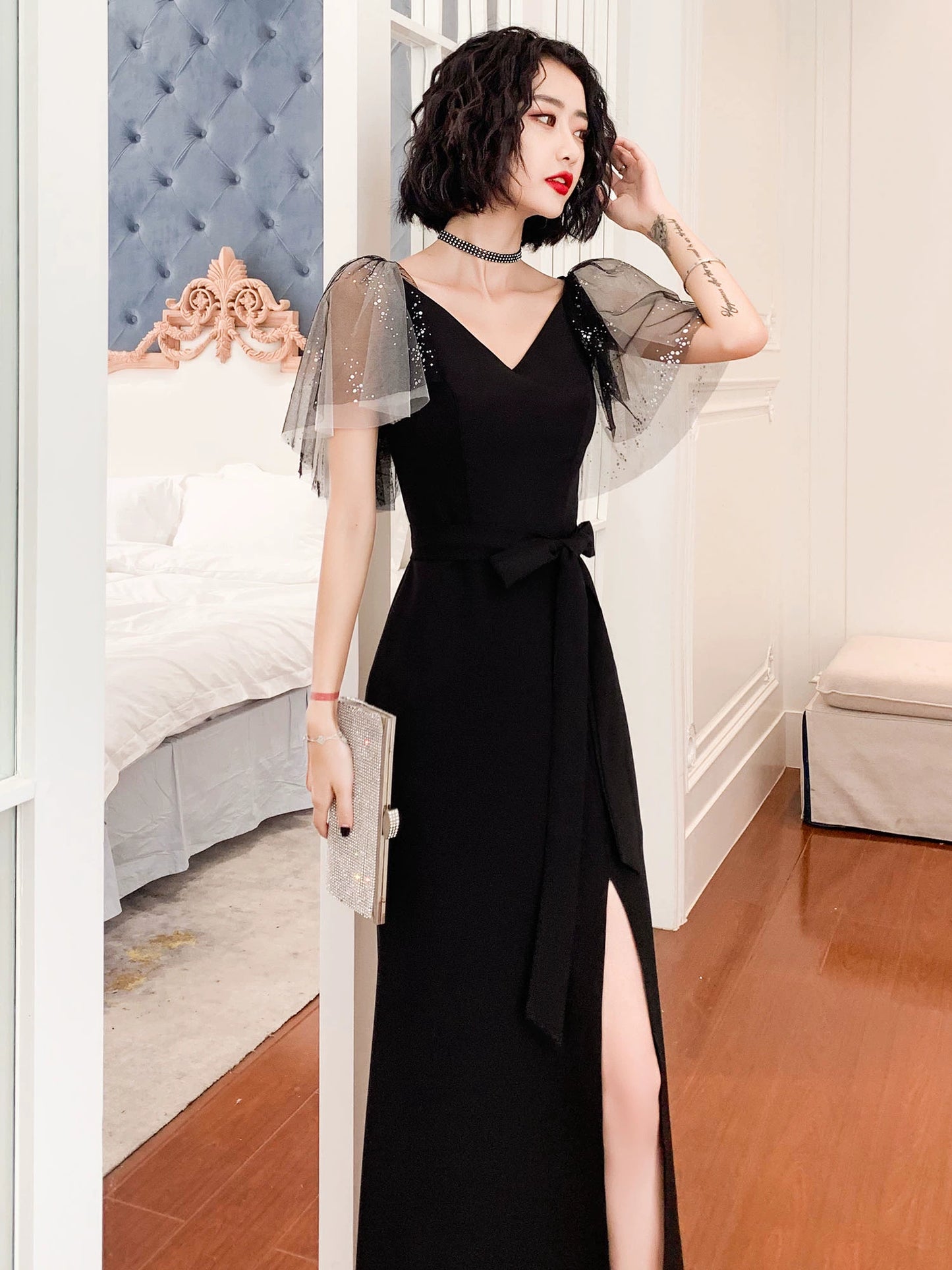 Black evening dress skirt women's new temperament long birthday light luxury niche can usually wear annual meeting host