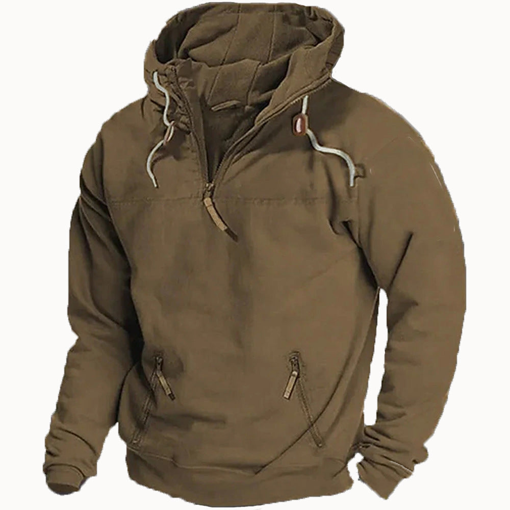 maoxiangshop-shop birkenstock clogs outfit fall Autumn and Winter New Men's Hooded Solid Color Sweater Youth Sports Casual Loose Solid Color Sweater Jacket