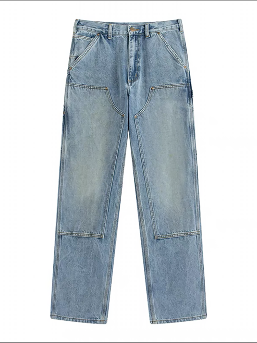 maoxiangshop-shop black men fashion urban New Washed Jeans Men's Cleanfit Workwear Loose Straight Logging Workwear Pants Men