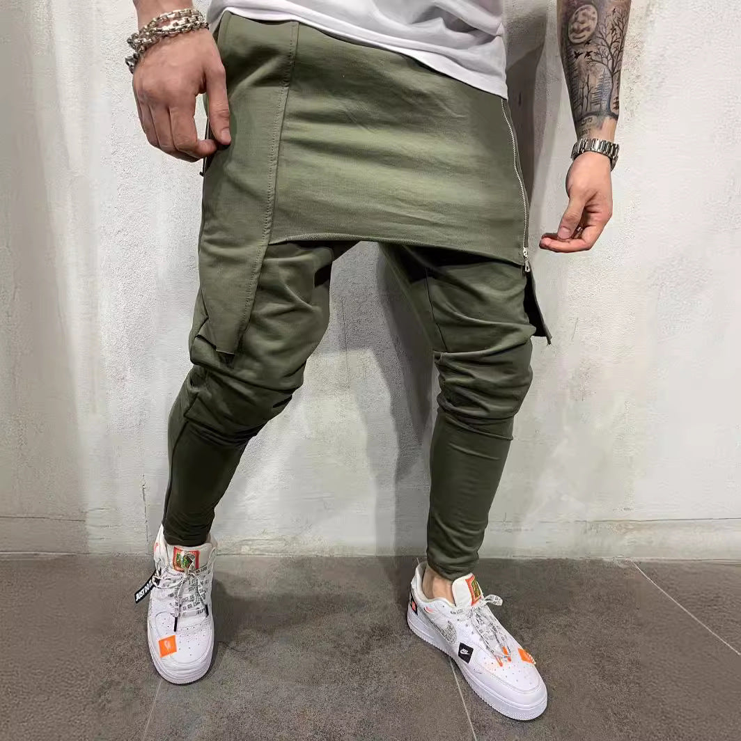 maoxiangshop-shop picture day outfit New Men's Slim-Fit Personality Casual Two-Layer Sports Trousers Men
