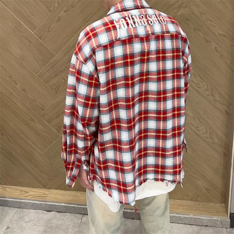 maoxiangshop-shop fall mens outfits American-Style Red Plaid Shirt Men's Spring and Summer New High Street Loose High-Grade Shirt Top