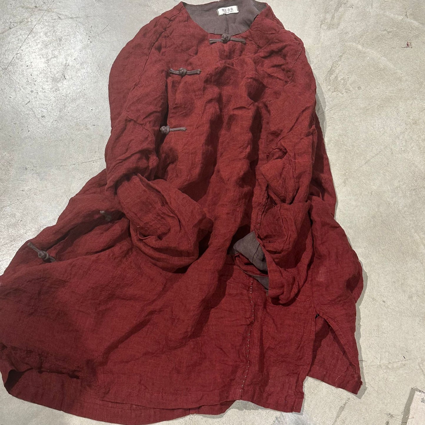 2025 25/2 SN122 retro texture linen handmade buckle three-dimensional robe