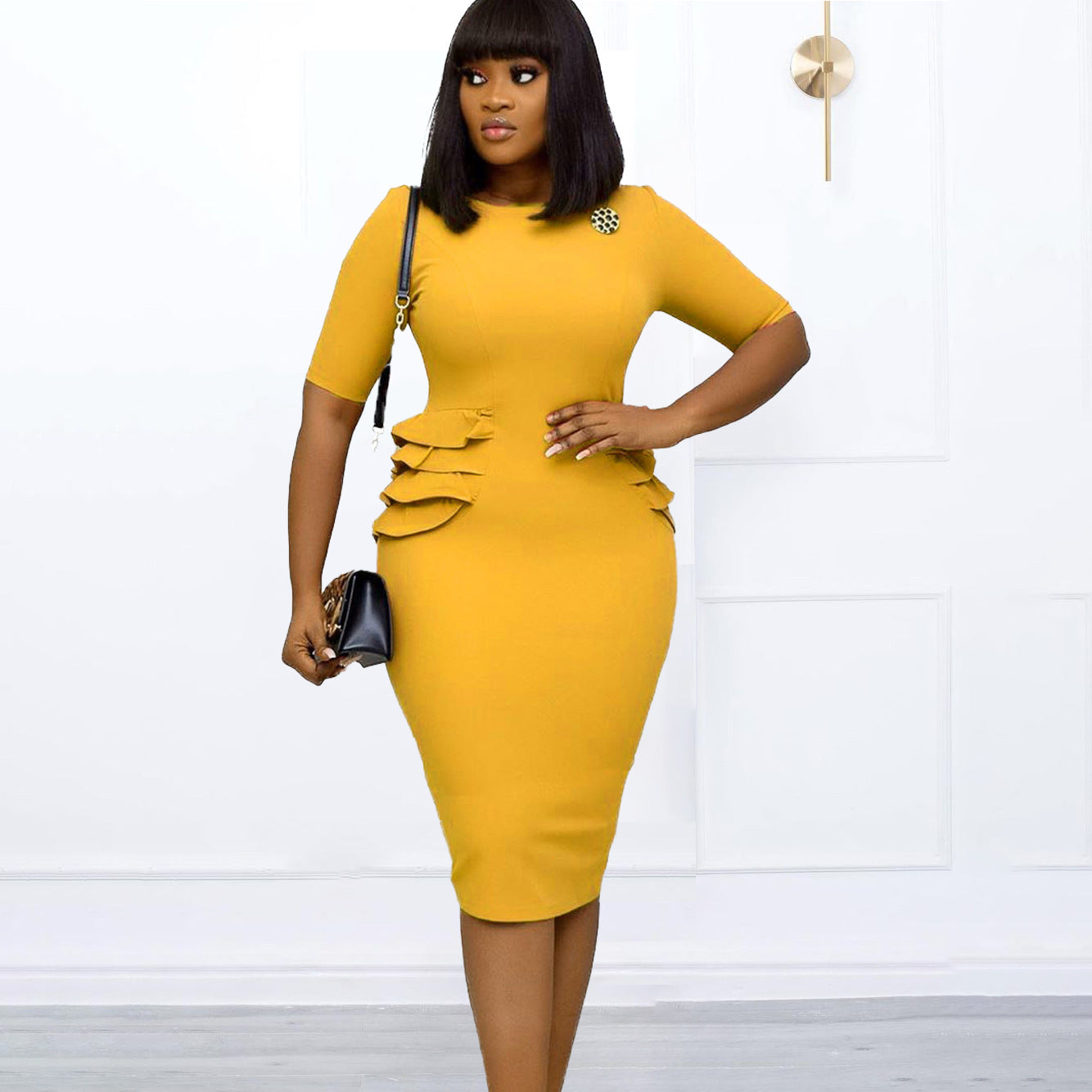 2025 2022 Popular trade women's clothing summer New supply Popular trade solid color pleated office professional 2025 dresses