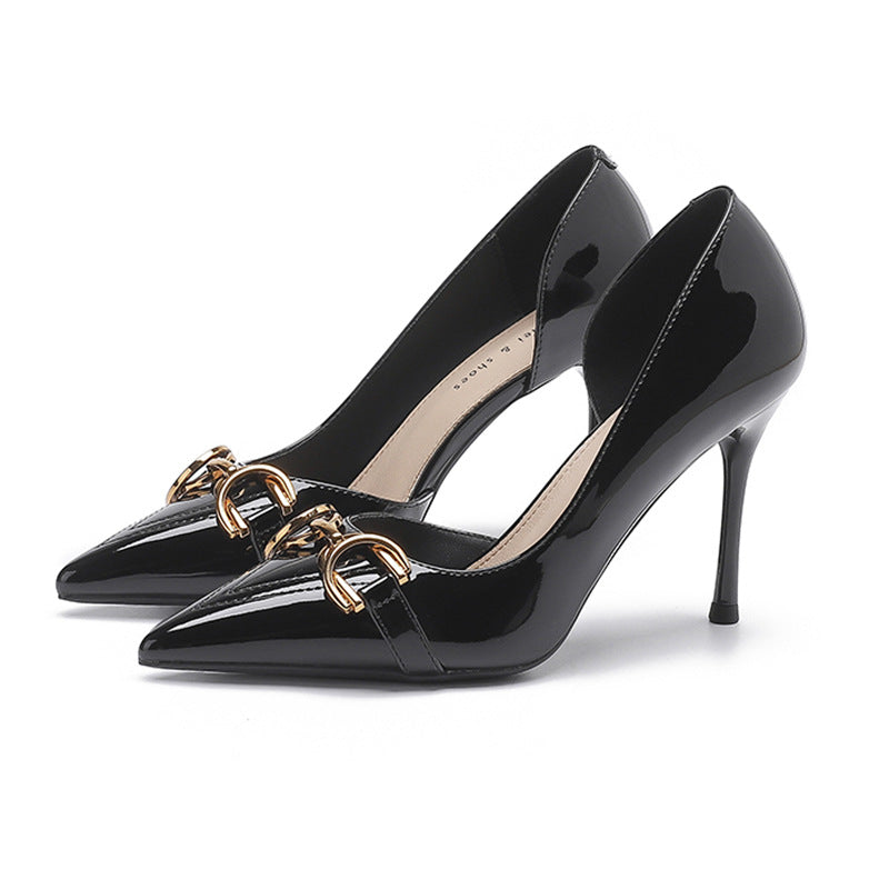 2025 775-8C Korean version of fairy wind side empty high heels women 2025 summer new pointed stiletto high heels single shoes women