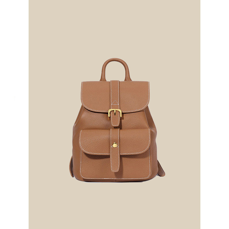 2025 Casual backpack women's autumn new trendy first-layer cowhide women's bag Korean version backpack college schoolbag ins women's tide