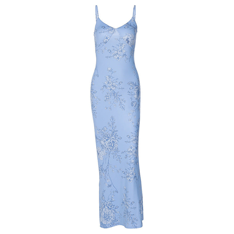 European and American Ins style women's clothing new summer Amazon hot sale sexy sleeveless backless printed dress for women