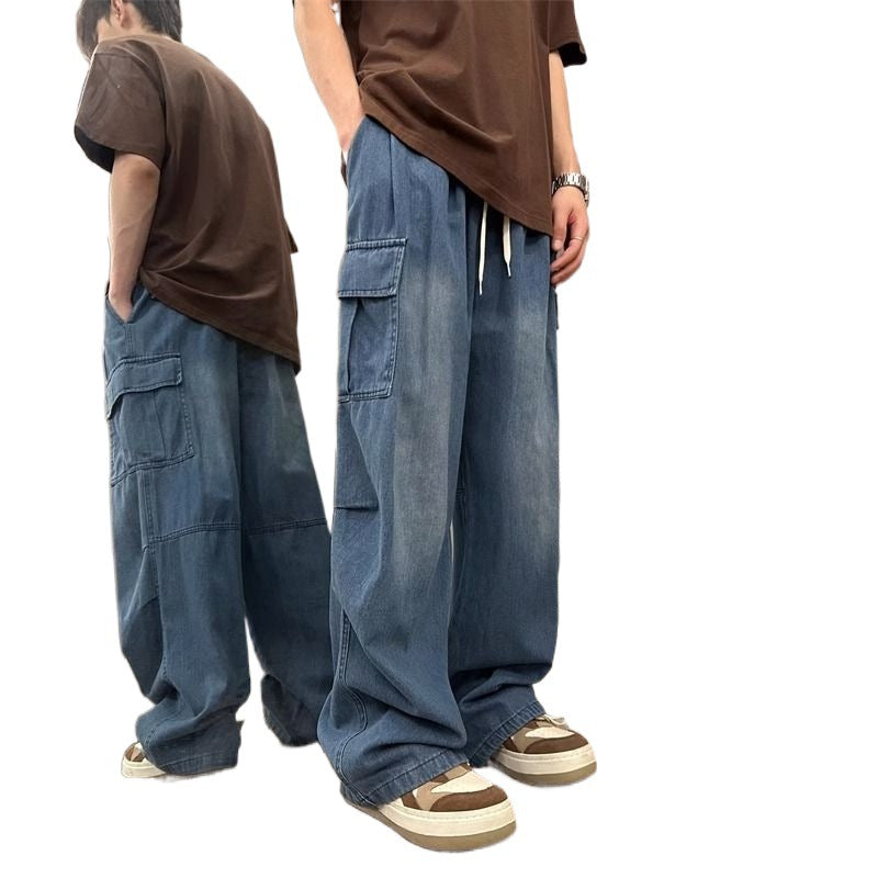 maoxiangshop-shop summer outfits men Jinbukang Japanese Cityboy Denim Pants Men's Spring and Autumn plus Size Overalls Ins Trendy High Street Ruan Handsome Loose