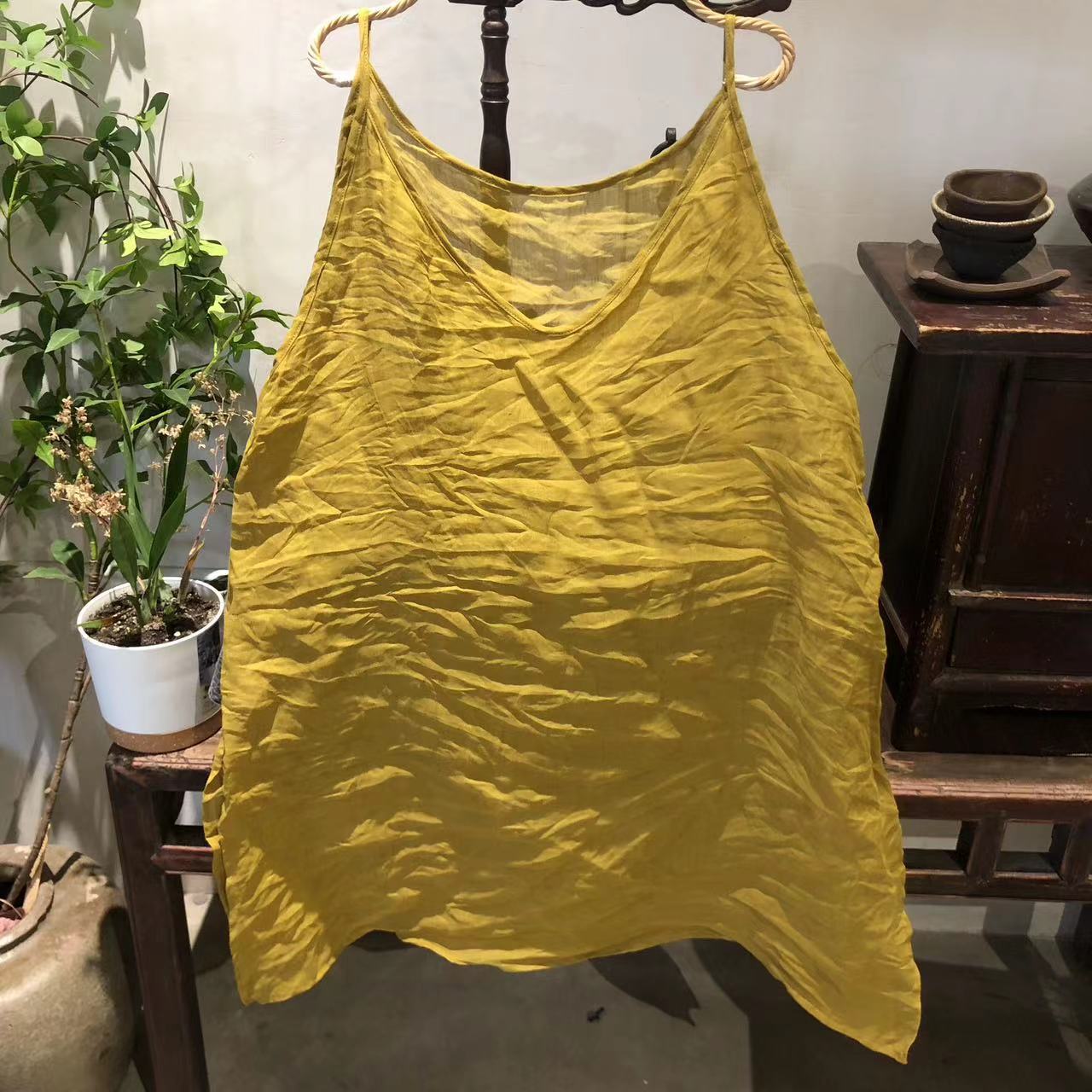 2025 23/3/Bamboo/Spring and summer literary and leisure basic solid color medium and long inner sling