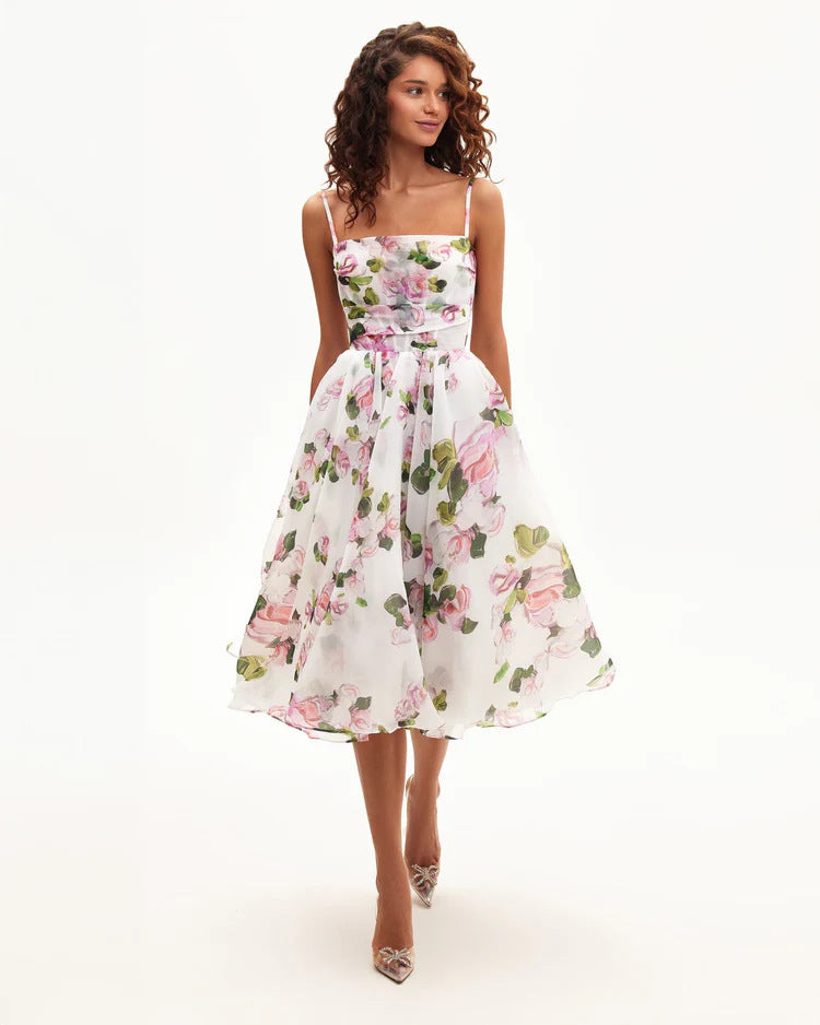 MAOXIANGSHOP popular new spring and summer off-the-shoulder 2025 women's clothing fashion chiffon fairy air medium and long temperament evening dress dress