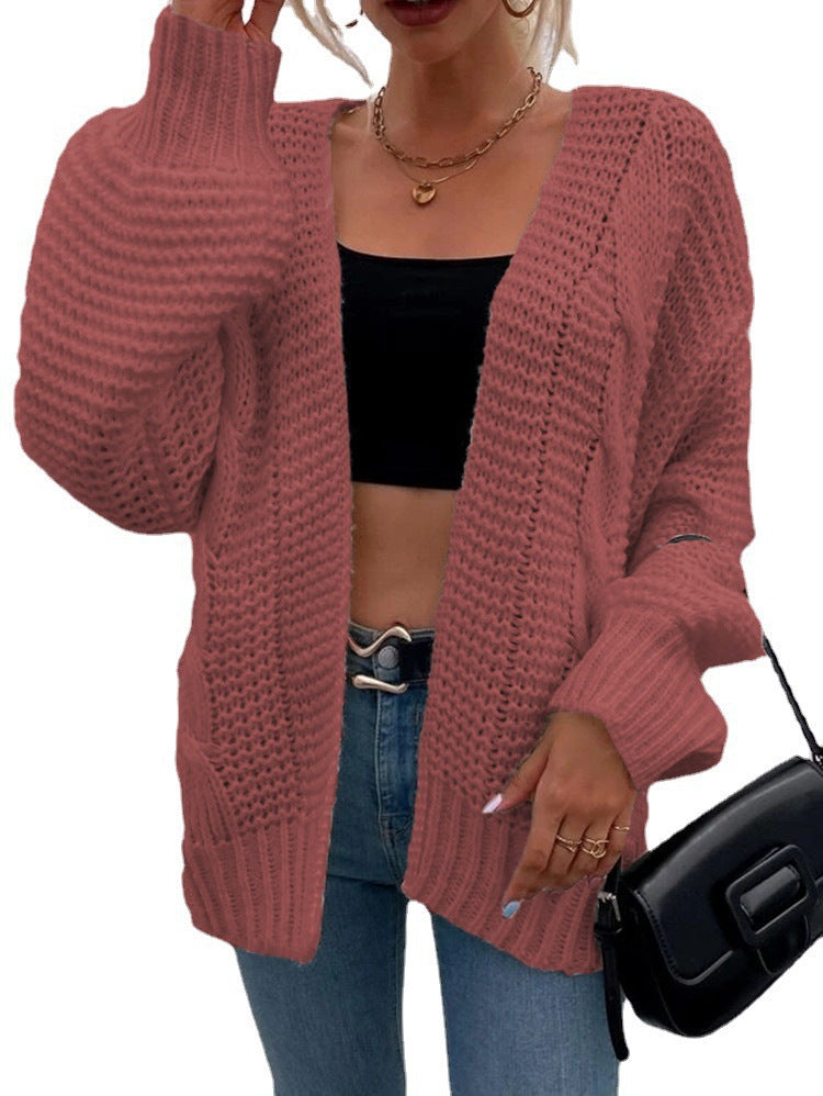 casual fall outfits Amazon Casual Cardigan Long Sleeve Knitted Top Sweater Loose Lantern Sleeve Outer Pullover for Women