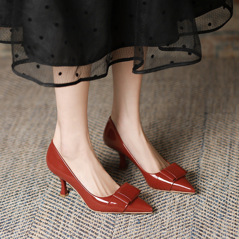 2025 7955-10 Pointed stiletto high heels women's autumn 2025 new commuter banquet work patent leather single shoes women