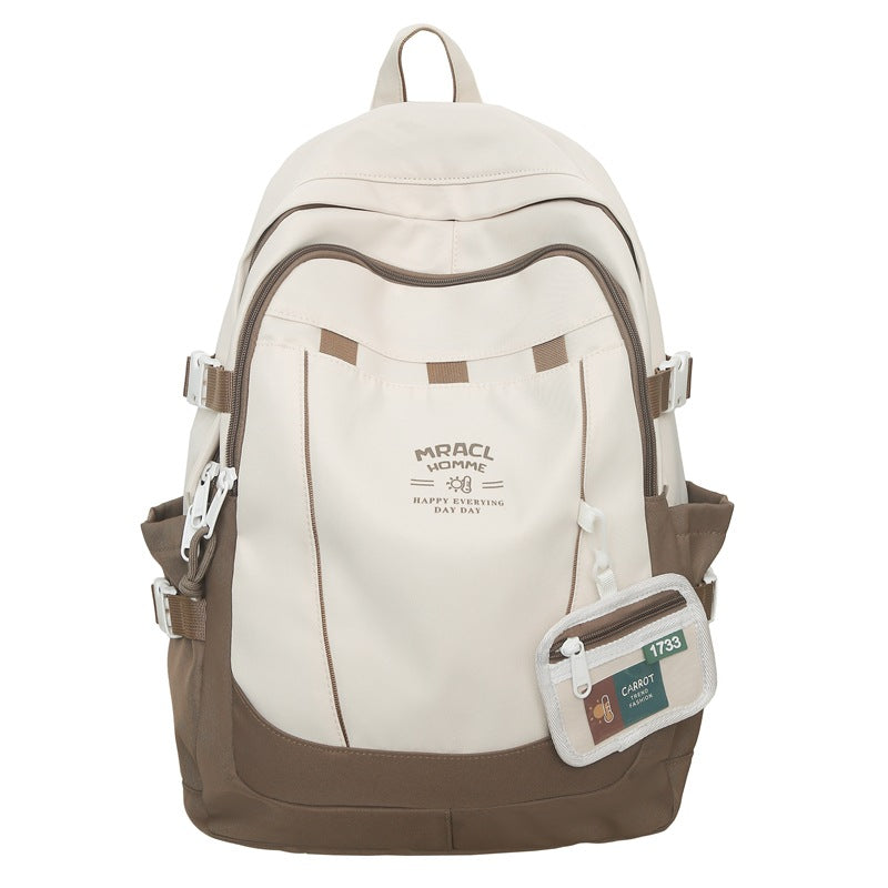2025 Contrasting colors, simple and large-capacity backpacks, versatile new trendy backpacks, fashionable and casual commuting, double shoulders, student schoolbag, women