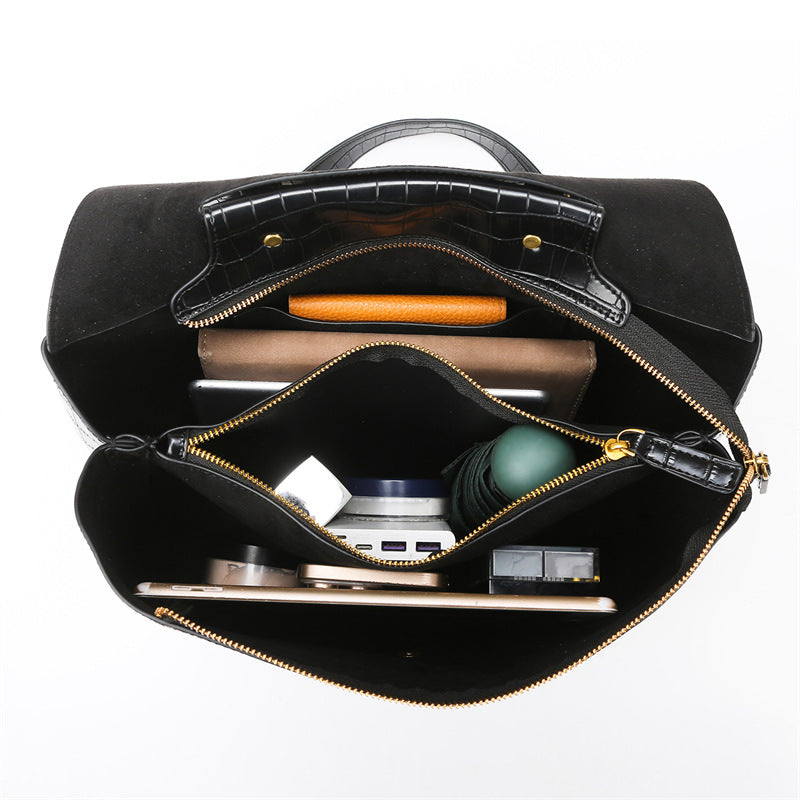 2025 Handbag fashion stone pattern bag women's New hot-selling shoulder bag large capacity simple commuter tote bag