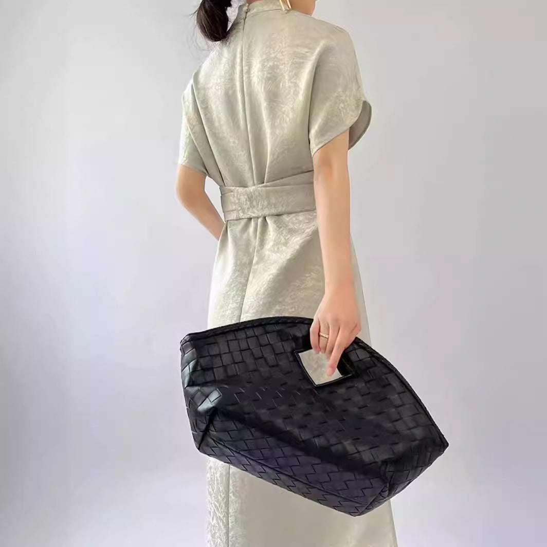 2025 High-end new Chinese jacquard asymmetrical design new strap-up slim dress high-end human silk dress