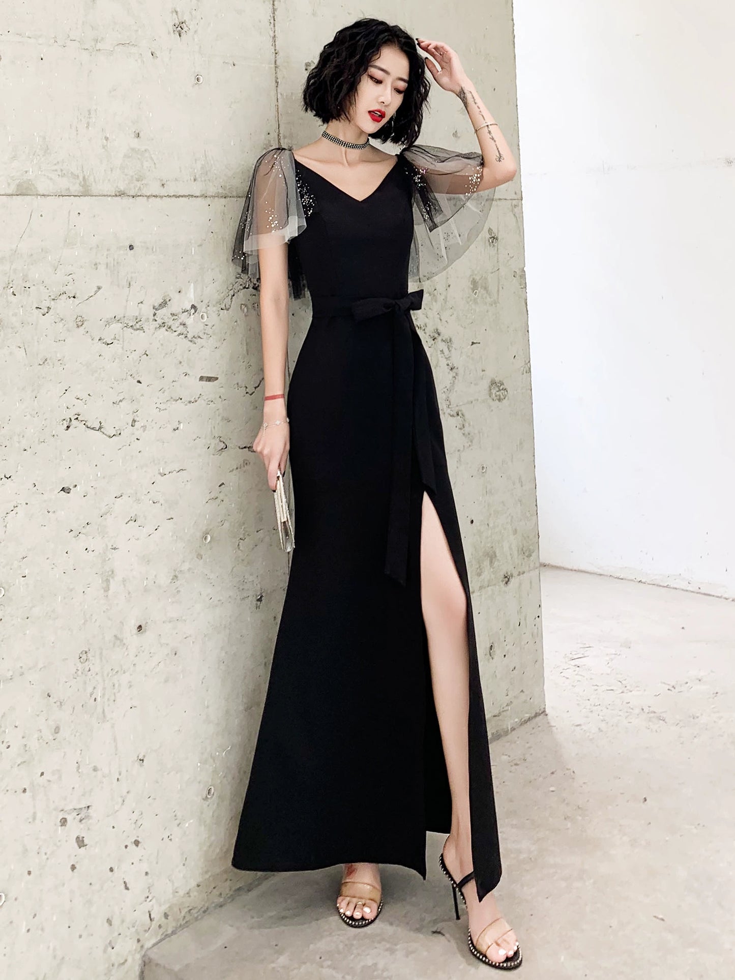 Black evening dress skirt women's new temperament long birthday light luxury niche can usually wear annual meeting host