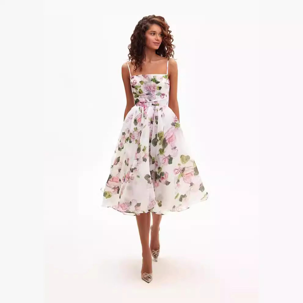 MAOXIANGSHOP popular new spring and summer off-the-shoulder 2025 women's clothing fashion chiffon fairy air medium and long temperament evening dress dress