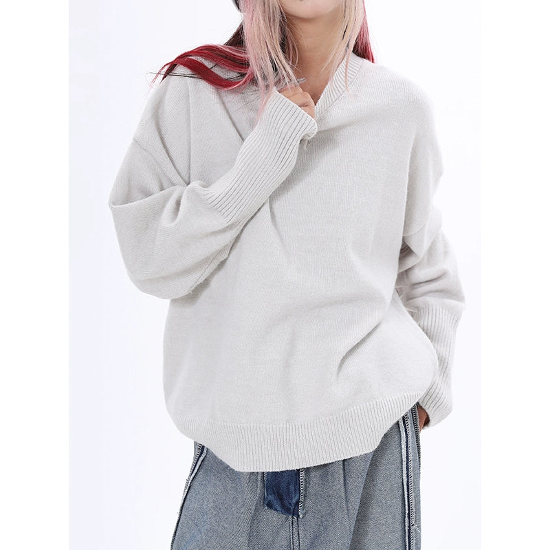 's new Chinese-style bundle windproof design sense long-sleeved sweater autumn and winter new solid-color versatile bottoming top women