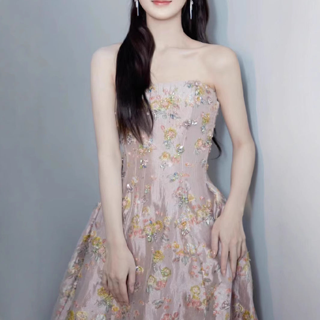 2025 In stock, Chen Yihan has the same princess dress on the run, high-end bride engagement robe dress, fairy dress.