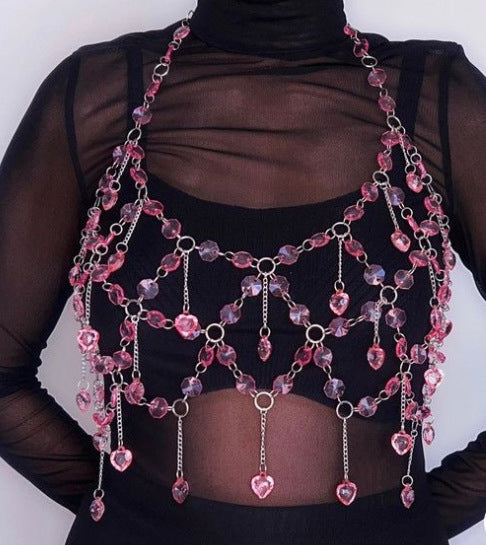 L4813Y 2025 New new acrylic diamond splicing neck vest fashion hollow top vest body chain