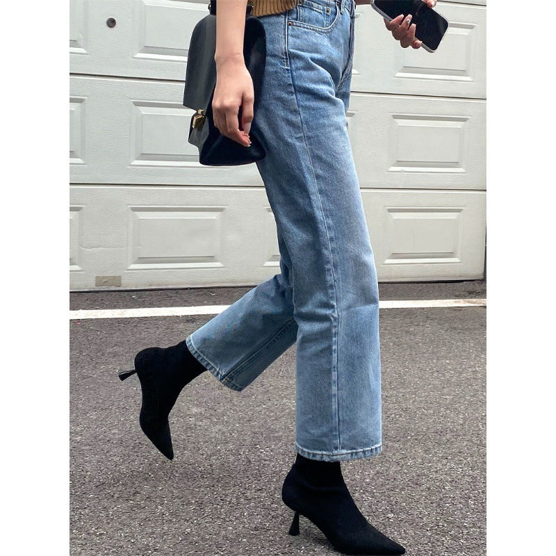 2025 Lawn mower minimalist pointed elastic boots short boots women's boots thin boots high heel boots super thin
