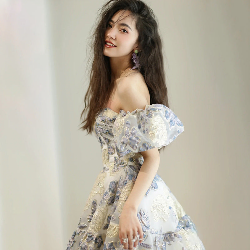 Style evening dress women's 2025 new temperament banquet adult host light luxury niche New dress graduation