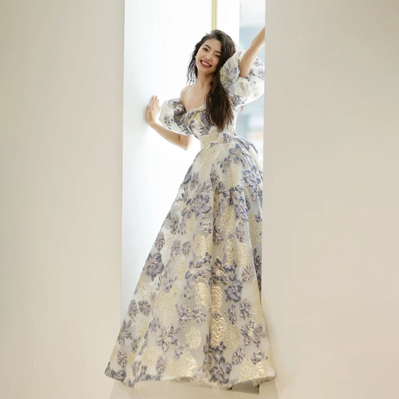 Style evening dress women's 2025 new temperament banquet adult host light luxury niche New dress graduation