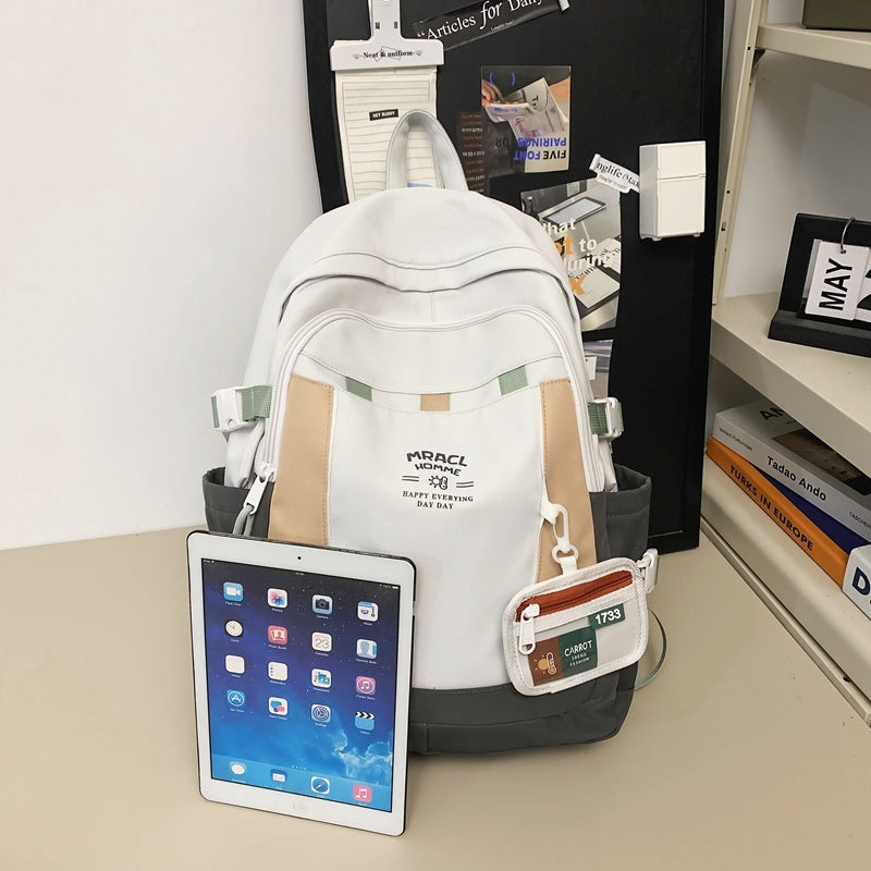 2025 Contrasting colors, simple and large-capacity backpacks, versatile new trendy backpacks, fashionable and casual commuting, double shoulders, student schoolbag, women