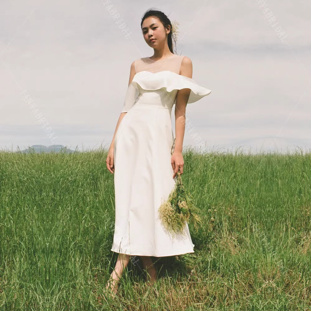 2025 bride sexy suspender light wedding dress satin welcome wedding dress Mori tie license registration small dress skirt women wholesale