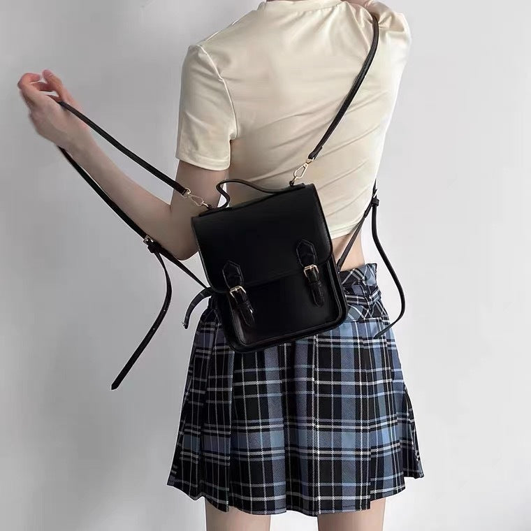 MAOXIANGSHOP 2025 Japanese college style backpack female retro British style niche design mini small backpack texture crossbody small square bag