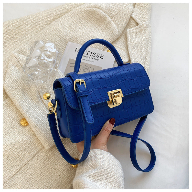 MAOXIANGSHOP 2025 Bag Women's New Women's Bag Textured Stone Pattern Portable Small Square Bag Fashion Versatile Popular Shoulder Crossbody Bag