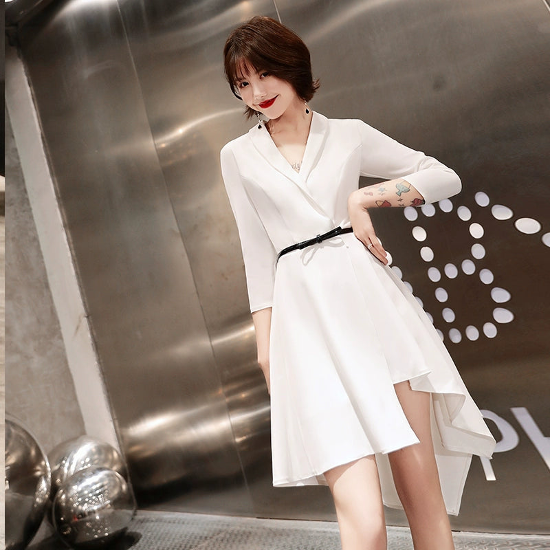 White evening dress skirt women new high-end banquet looking thin and elegant, usually can wear temperament short small