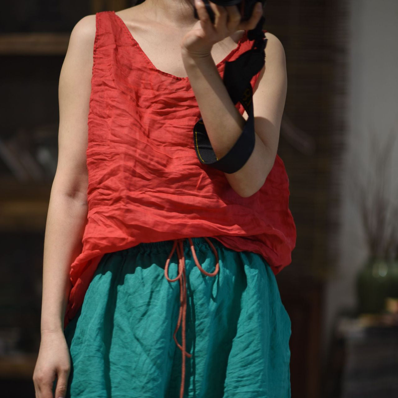 2025 24/3/Xiao Ai/Spring and summer literary and retro clear ramie solid color inner vest
